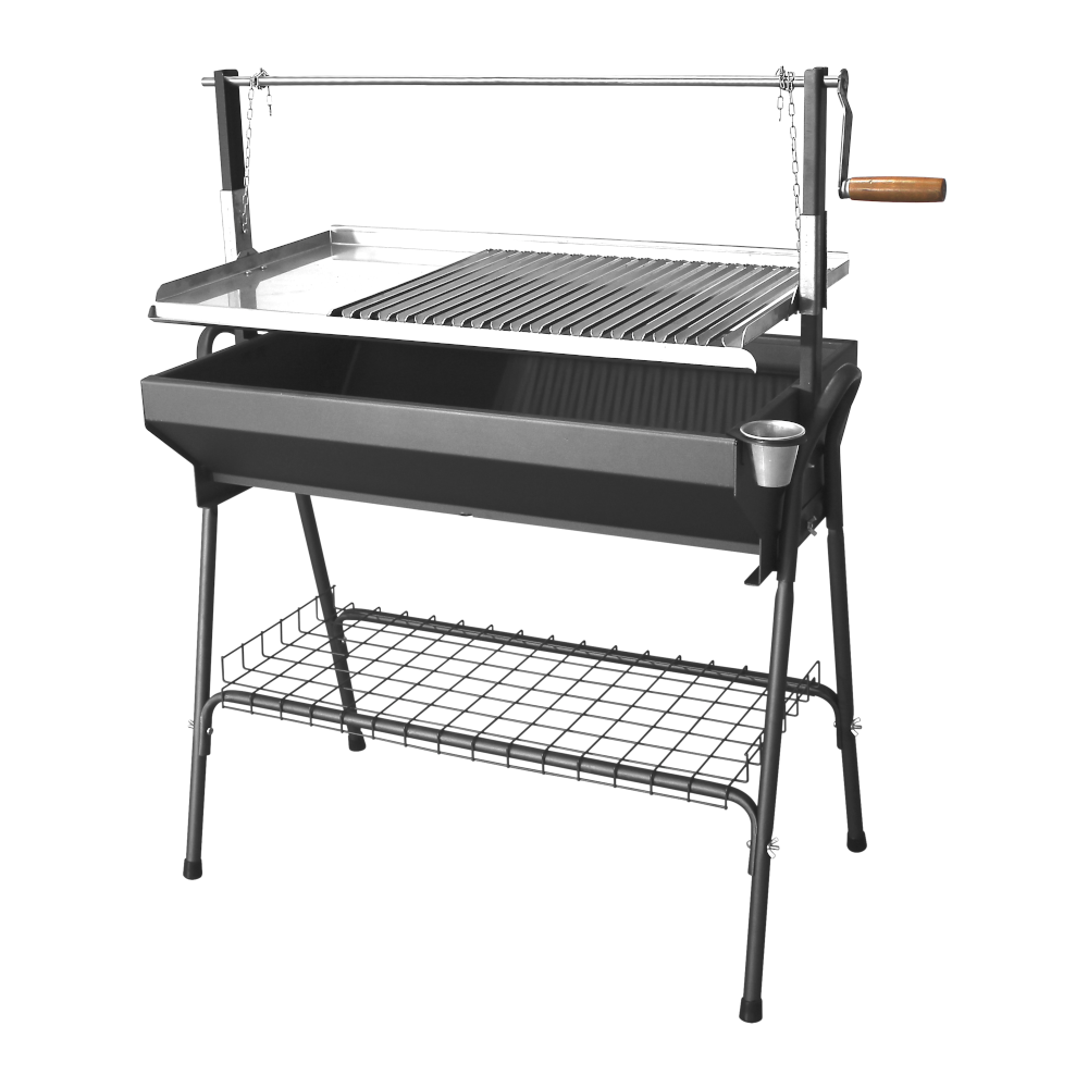 Barbacoa de carbón Brasa Master XL con plancha de acero inoxidable y altura regulable