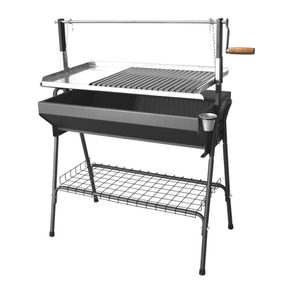 Barbacoa de carbón Brasa Master XL con plancha de acero inoxidable y altura regulable
