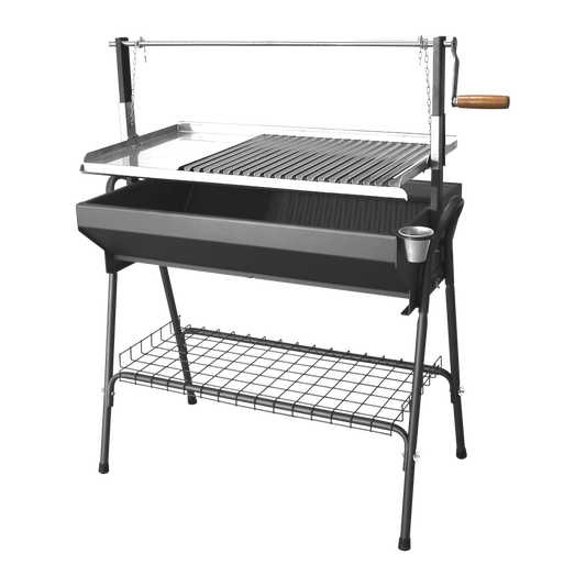 Barbacoa de carbón Brasa Master XL con plancha de acero inoxidable y altura regulable