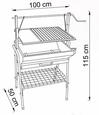 Barbacoa de carbón Brasa Master XL altura regulable acero inoxidable